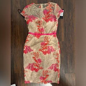 David Meister embroidered tule short dress